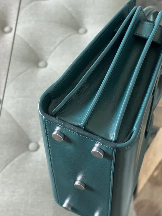 SAINT LAURENT LEATHER Sac du Jour Nano Blue W/Strap - Picture 8 of 9